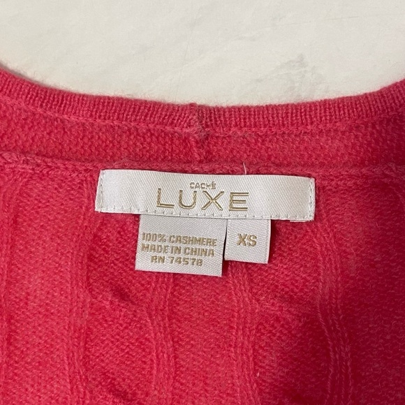 Cache Luxe Hot Pink Twist Front 100% Cashmere Tie Sleeve Sweater Size XS - Picture 4 of 5